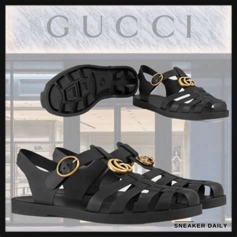 dép gucci rubber buckle strap sandal|Black Rubber Buckle Strap Sandal .